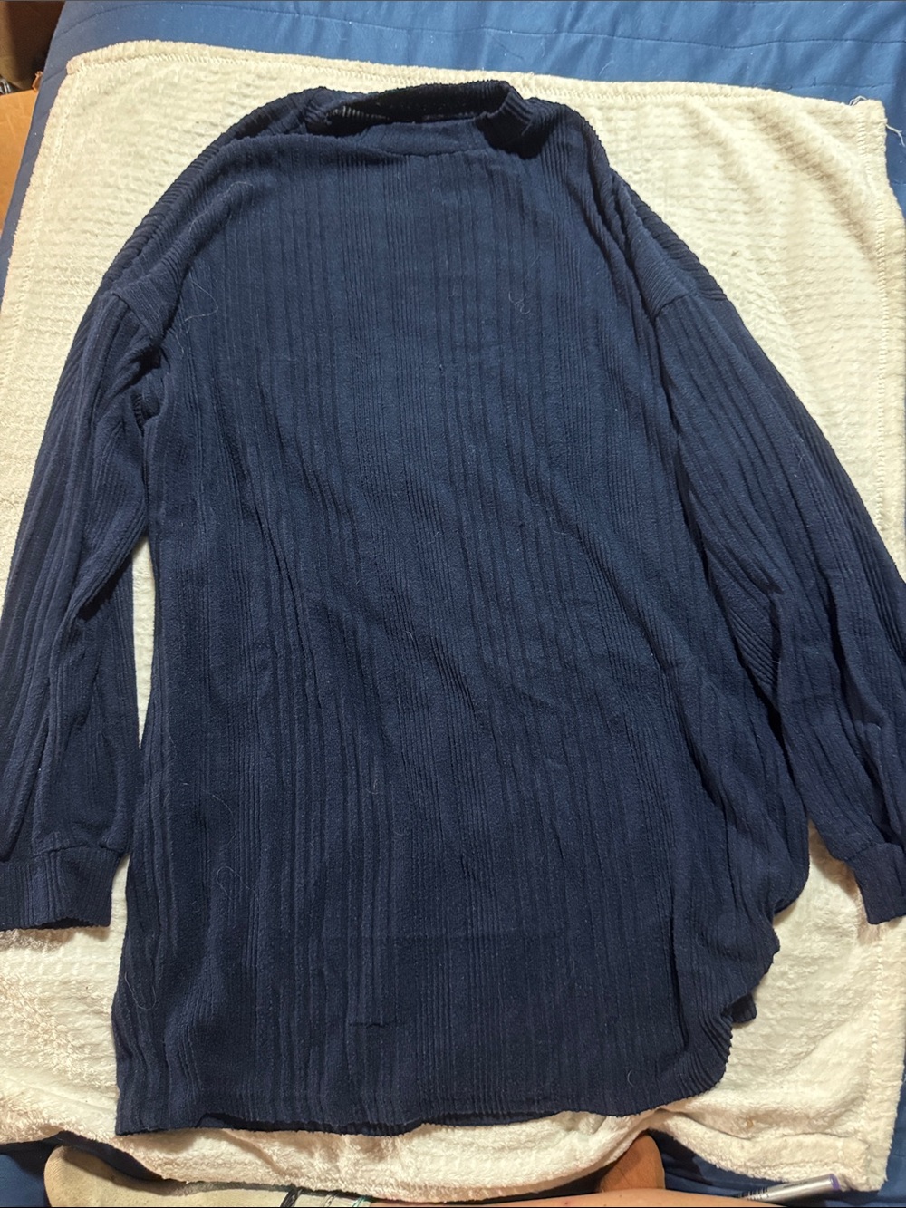 SHEIN Navy Blue Long Sleeve Ribbed Women’s Dress